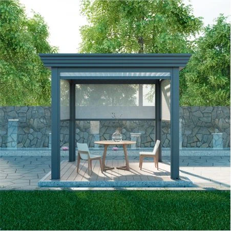 Pergola With Rolling Curtain